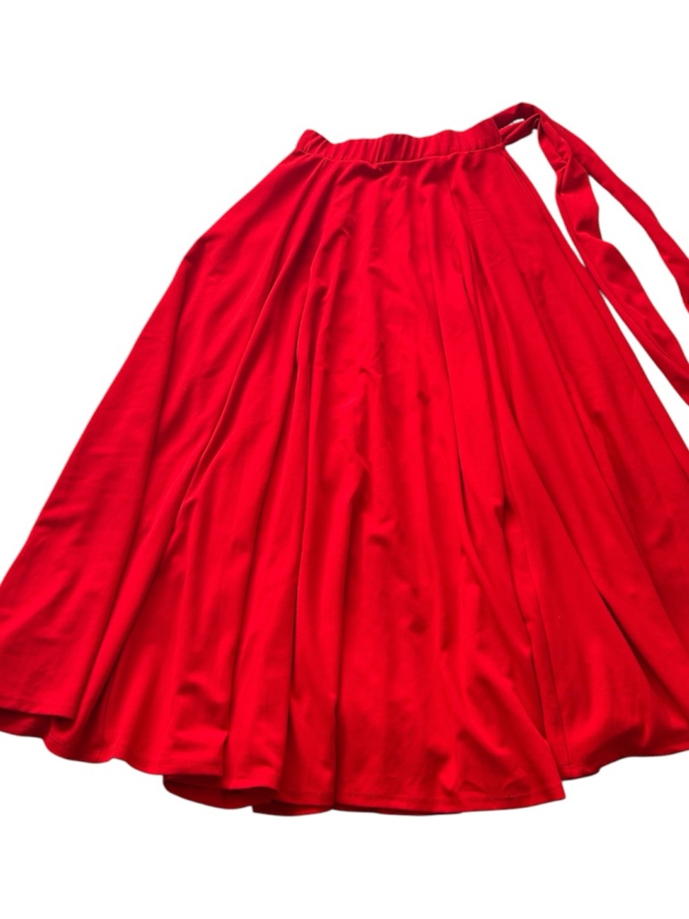 Red Tie-Waist A-Line Skirt
